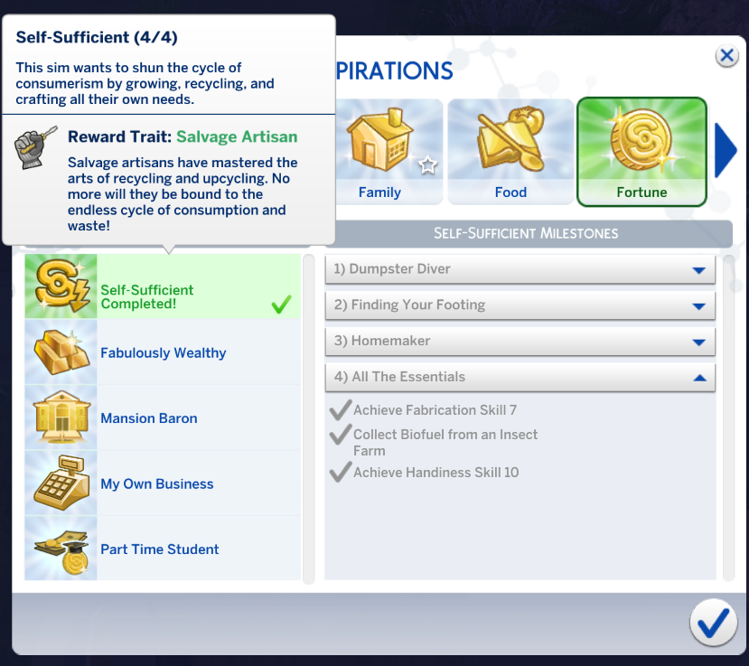 benutzerdefinierte Sims 4 Aspirationen